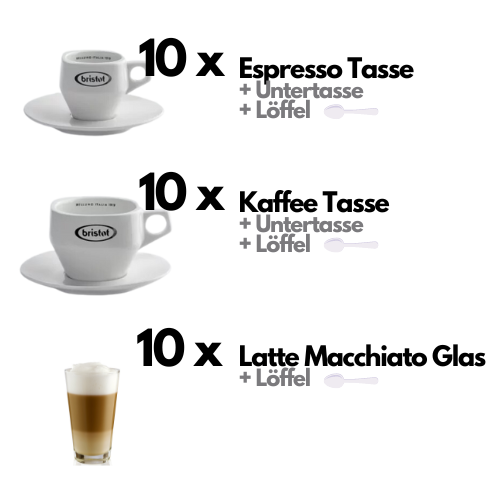 90-piece coffee crockery package (rental)